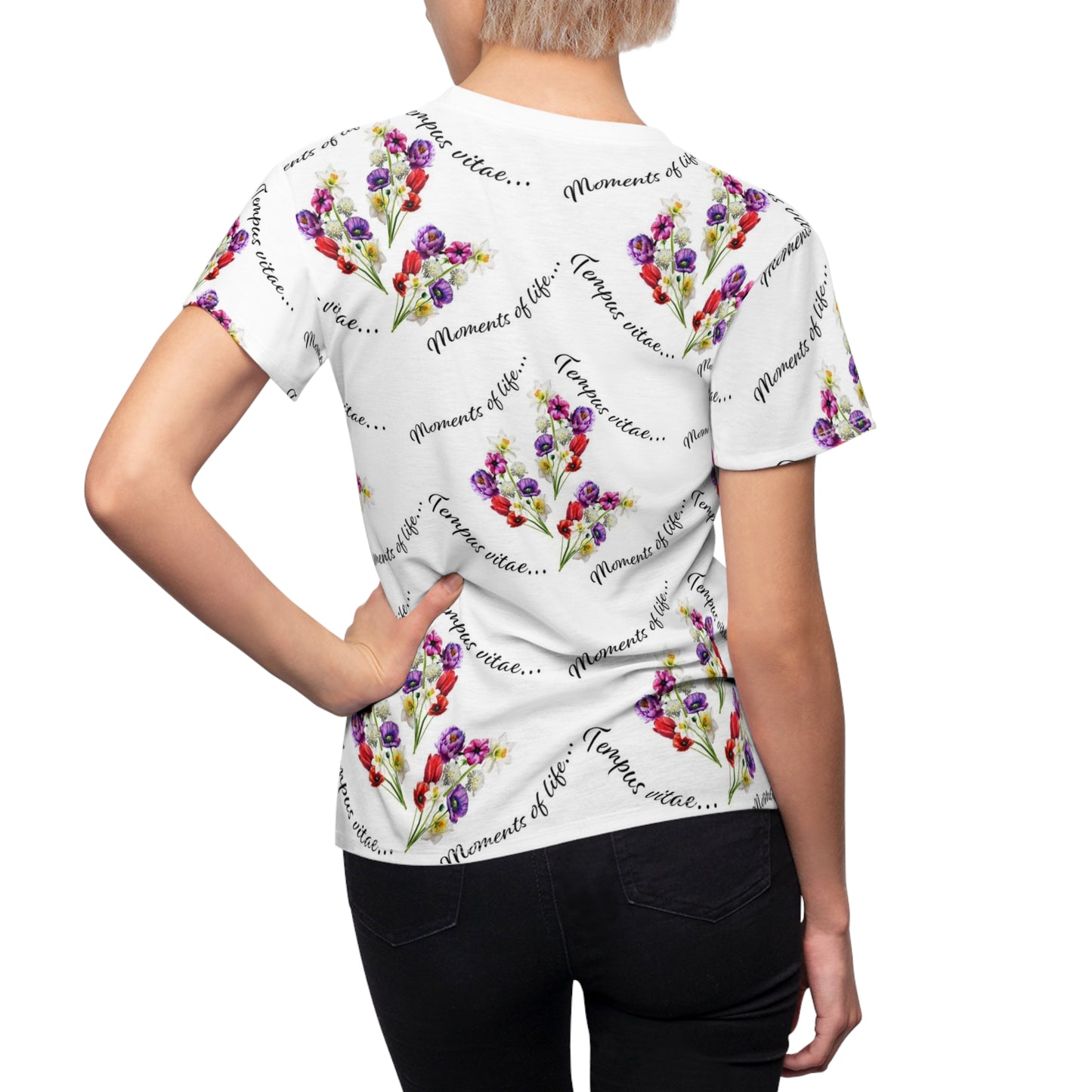 Women's Cut & Sew Tee (AOP) Kukloso 'Moments of Life' large Pattern on White - Free Shipping