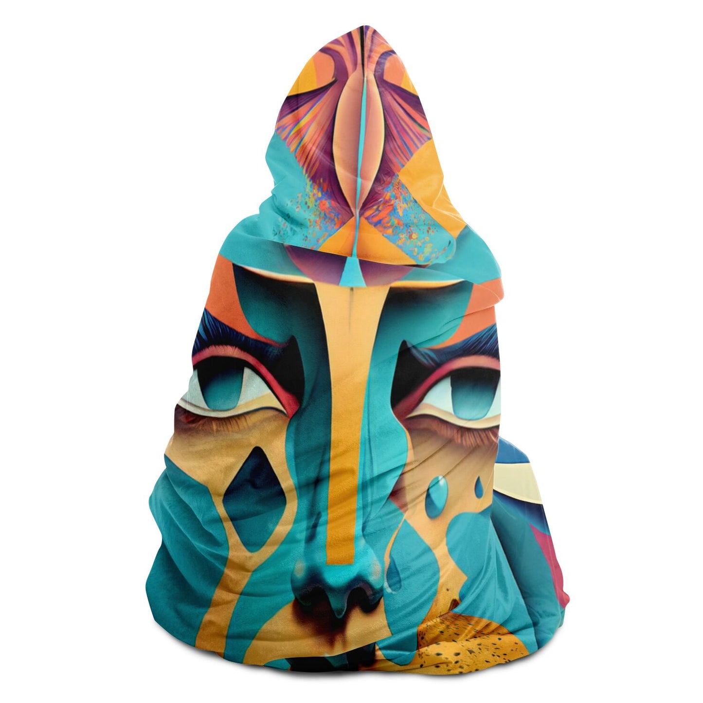 Hooded Blanket - AOP Kukloso Cubist Faces No 10 - Free Shipping