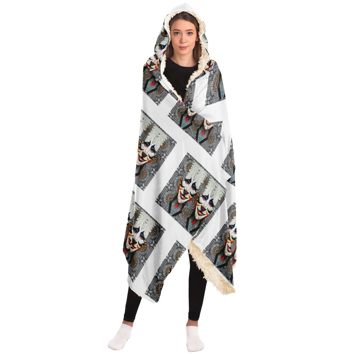 Hooded Blanket - AOP  Kukloso Cubist Faces No 6 - Free Shipping