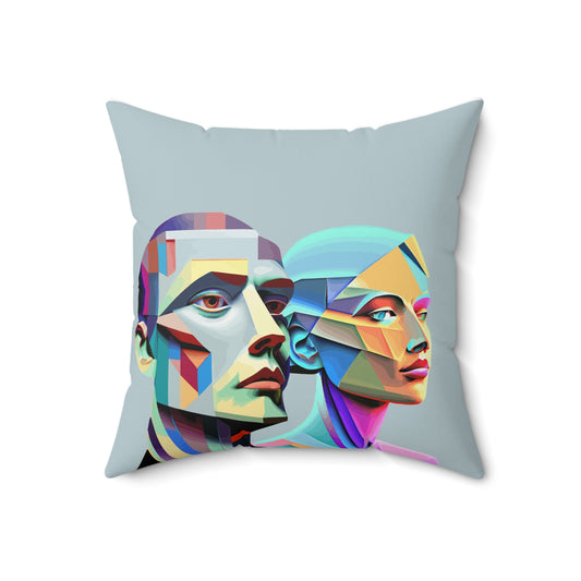 Spun Polyester Square Pillow  Kukloso Cubist Faces No 9 - Free Shipping