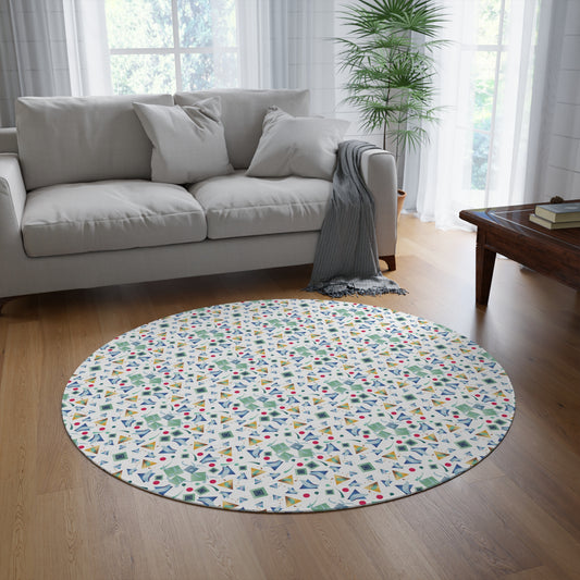 Round Rug Kukloso MD Whimsical No 11 Abstract Shapes Small Pattern  Free Shipping