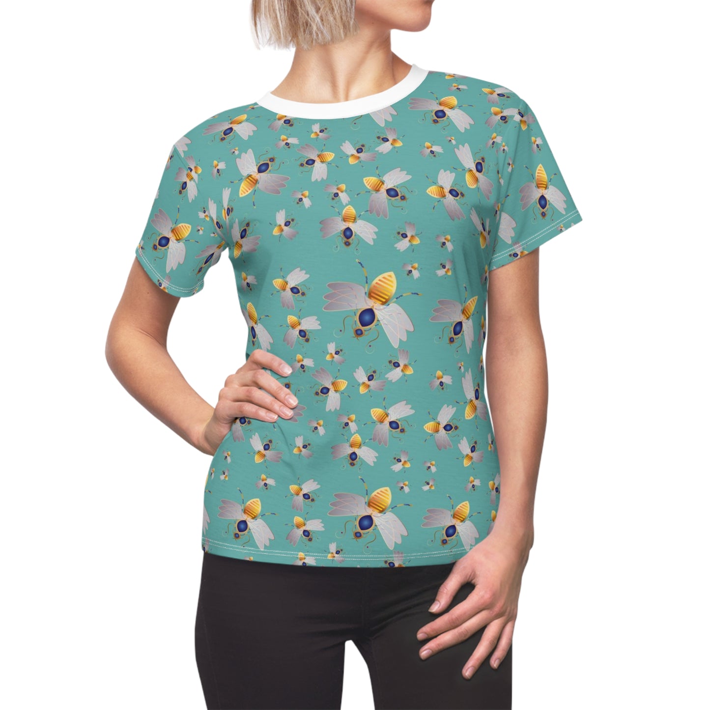 Women's Cut & Sew Tee (AOP) Kukloso Queen Bee No 42 Aqua - Free Shipping