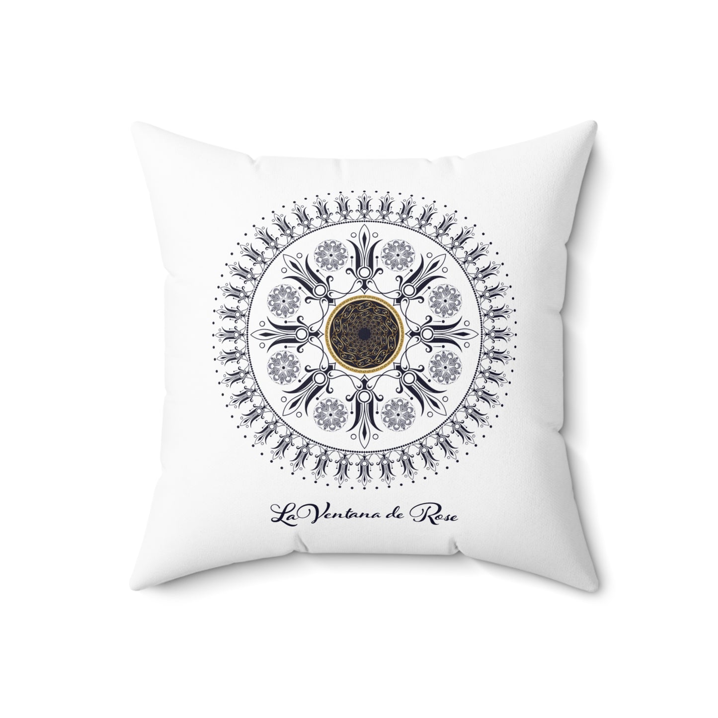 Spun Polyester Square Pillow Kukloso 'Le Ventana de Rose' (The Rose Window) - Free Shipping