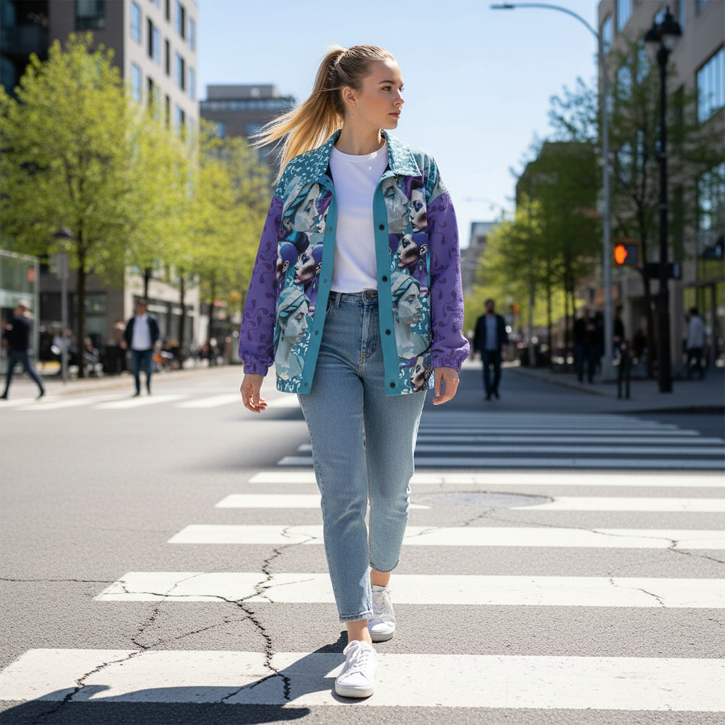 AOP Unisex Casual Lapel Jacket Kukloso Patchwork Collage No 94