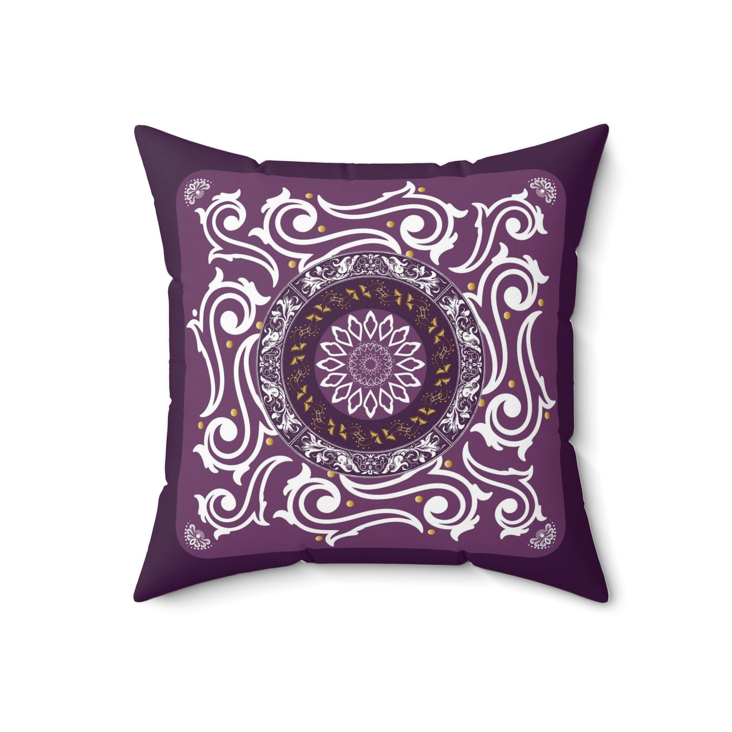 Spun Polyester Square Pillow Kukloso Mandala No 88 Navy/Purple/Violet - Free Shipping