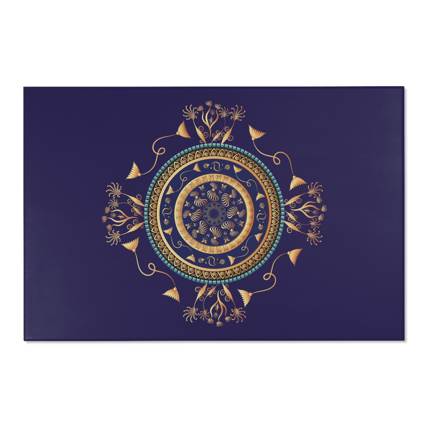 Area Rugs Kukloso Mandala No 151 Gold on Navy - Free Shipping