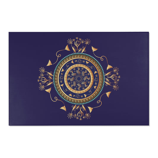 Area Rugs Kukloso Mandala No 151 Gold on Navy - Free Shipping