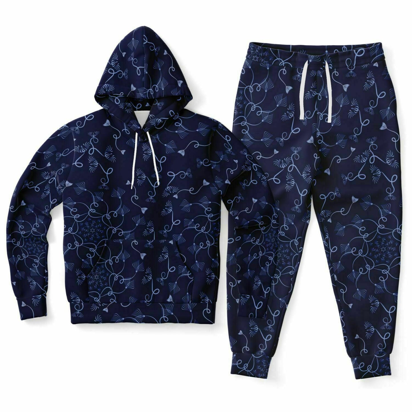 Athletic Hoodie & Jogger - AOP Kukloso Abstractical No 19 Periwinkle on Navy - Free Shipping