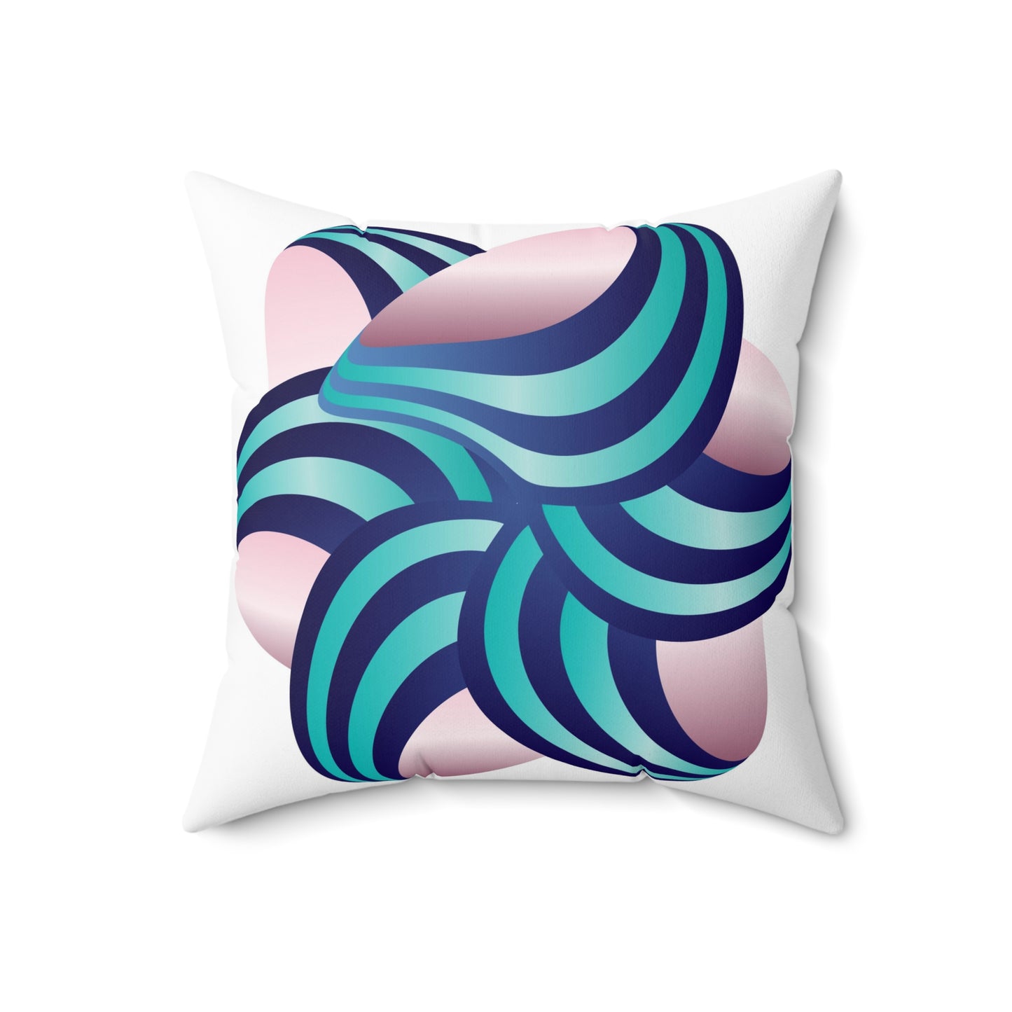 Spun Polyester Square Pillow Kukloso Ice Cream Swirls No 2 Aqua & Pink - Free Shipping