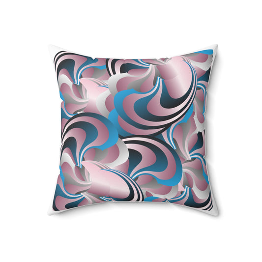 Spun Polyester Square Pillow Kukloso Ice Cream Swirls No 5 Pink & Pink - Free Shipping