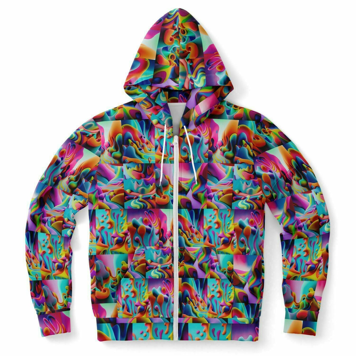 Fashion Zip-Up Hoodie - AOP Kukloso Got Color Multicolored Small Pattern - Free Shipping