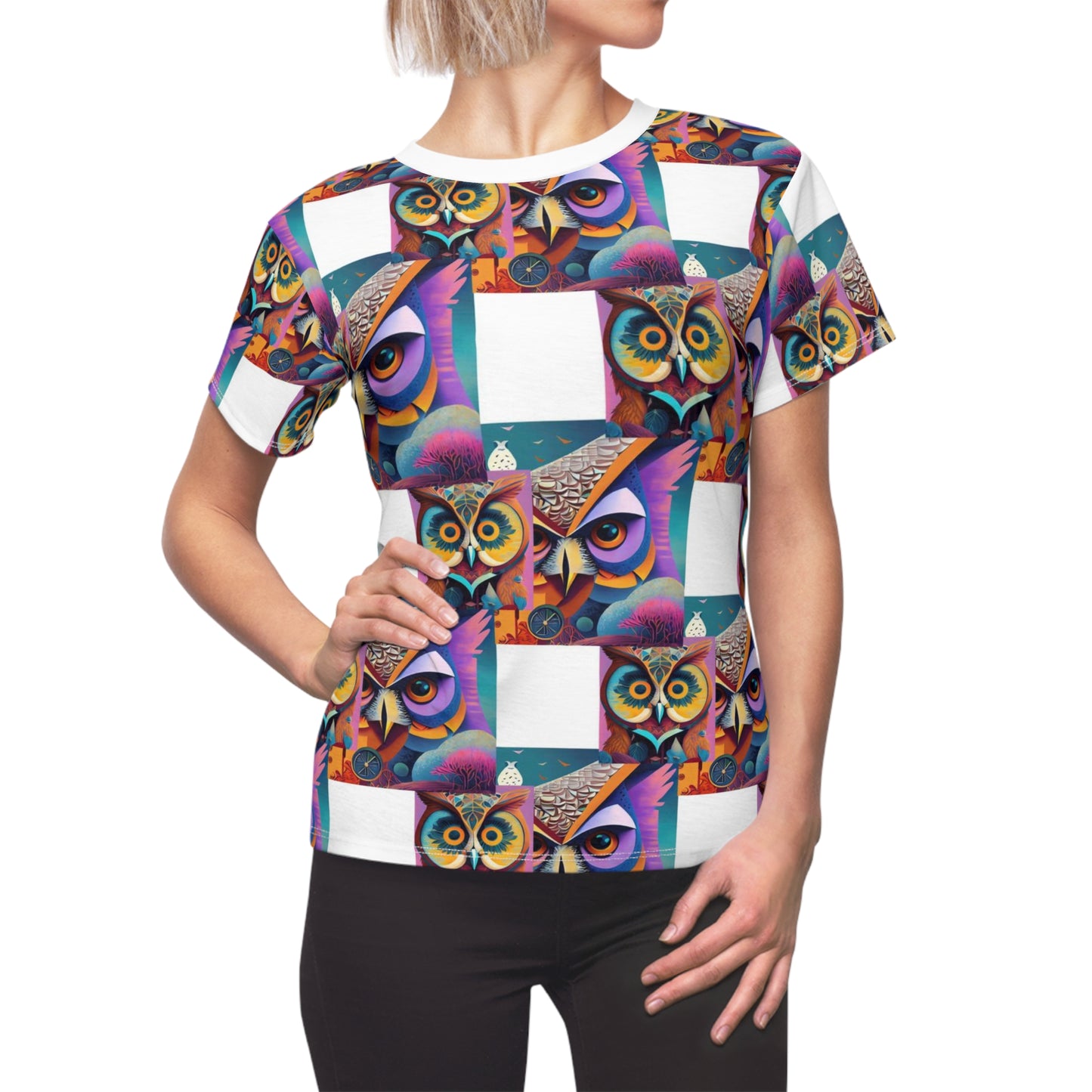 Women's Cut & Sew Tee (AOP) Kukloso Cubist Mr. Owl - Free Shipping