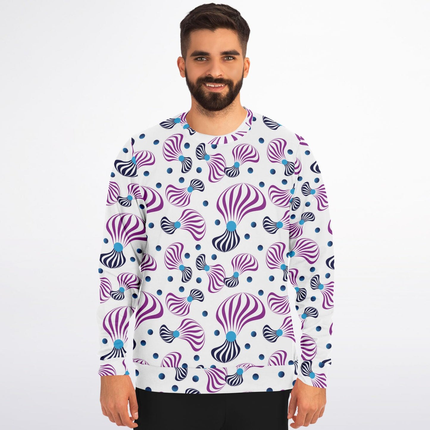 Athletic Sweatshirt - AOP  Kukloso Whimsical No 95 Pink, Navy Abstract Spirals - Free Shipping