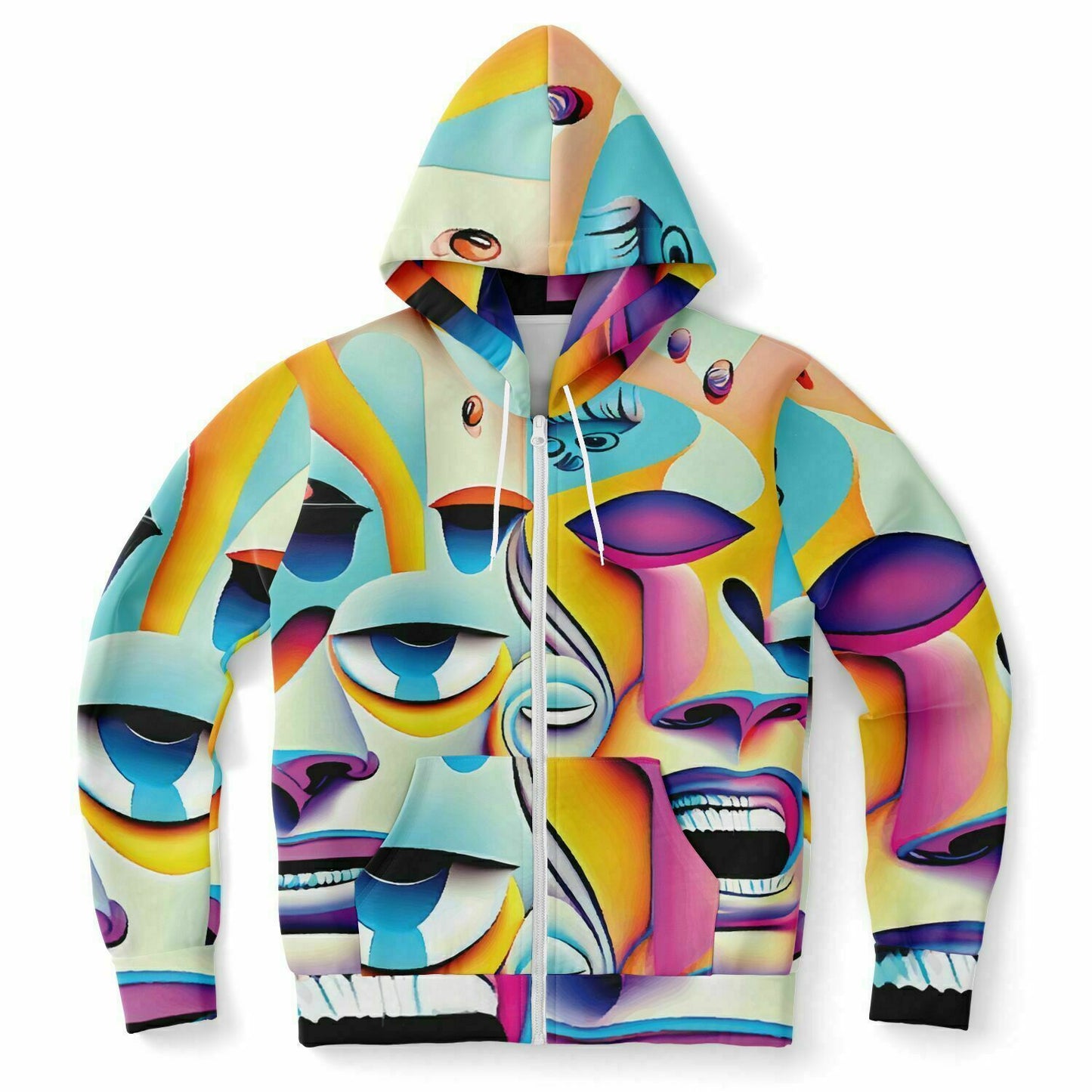 Fashion Zip-Up Hoodie - AOP Kukloso Cubist Faces No 7 B - Free Shipping