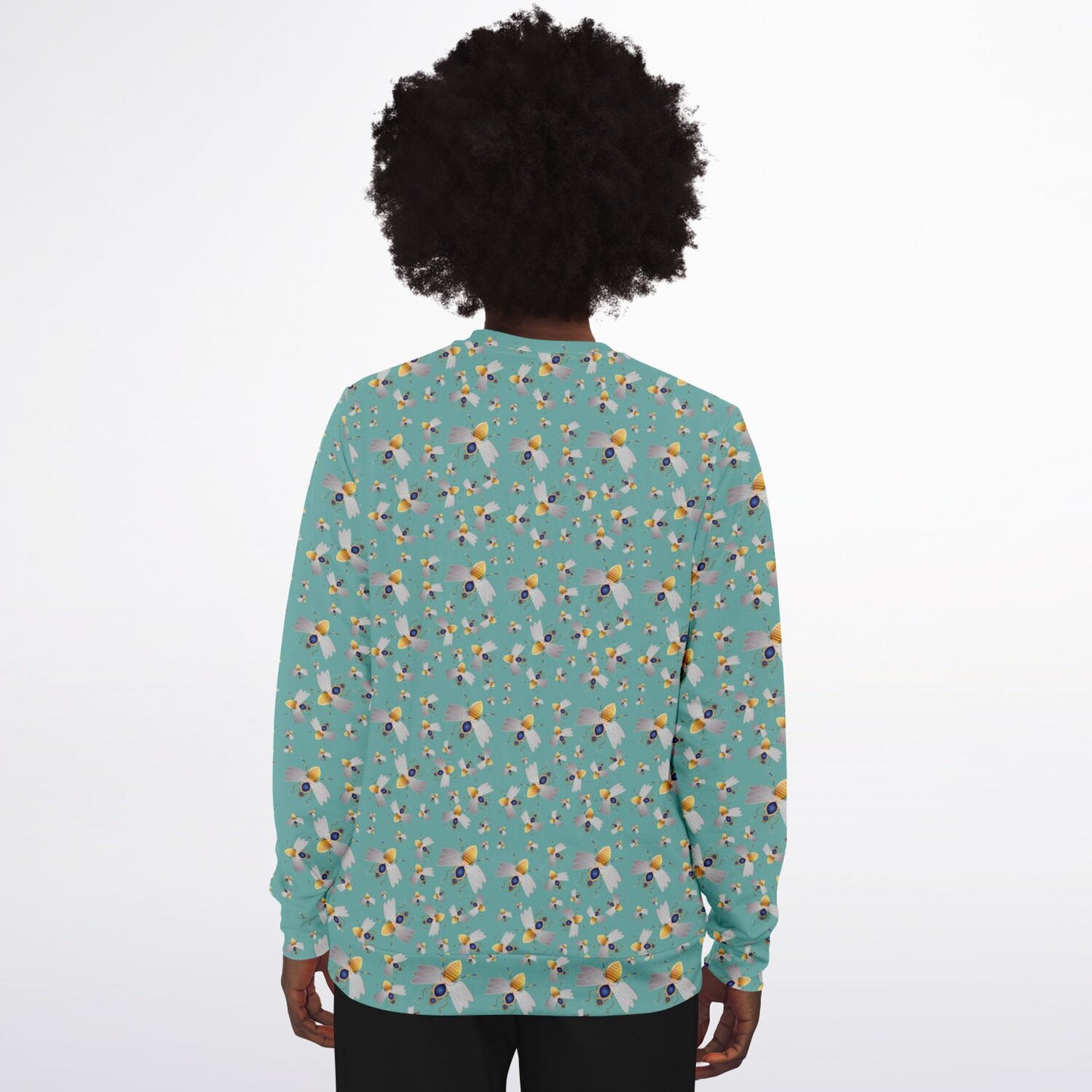 Athletic Sweatshirt - AOP  Kukloso Queen Bee on Blue-Green - Free Shipping