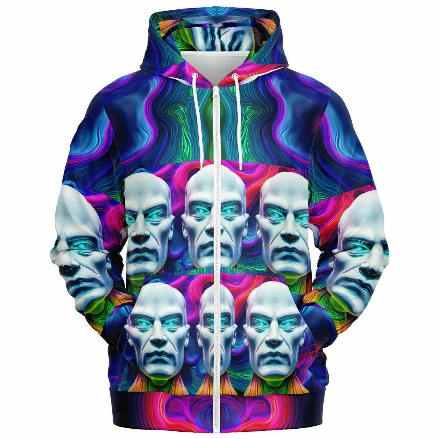 Fashion Zip-Up Hoodie - AOP Kukloso Cubist Faces No 16 - Free Shipping