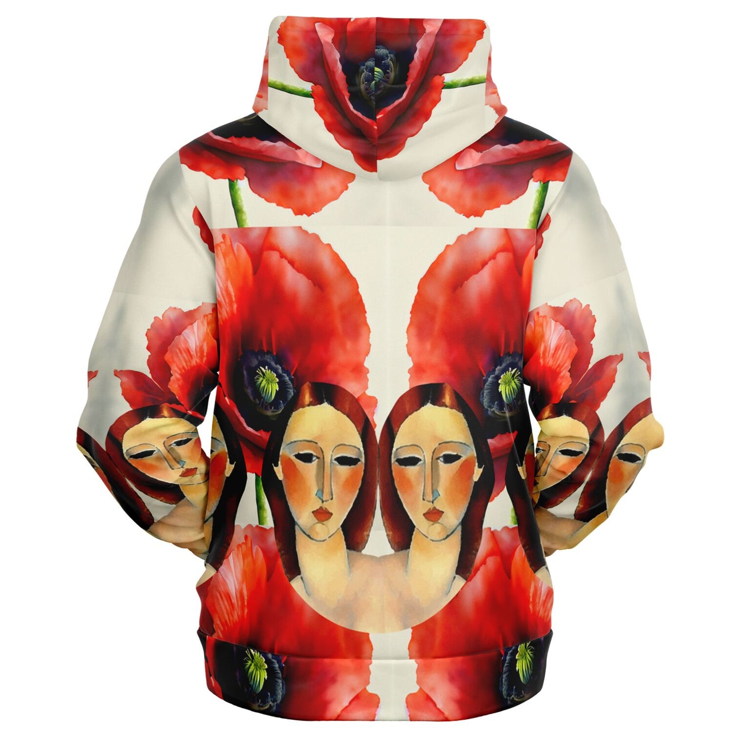 Fashion Zip-Up Hoodie - AOP Kukloso Modigliani meets the Red Poppies - Free Shipping