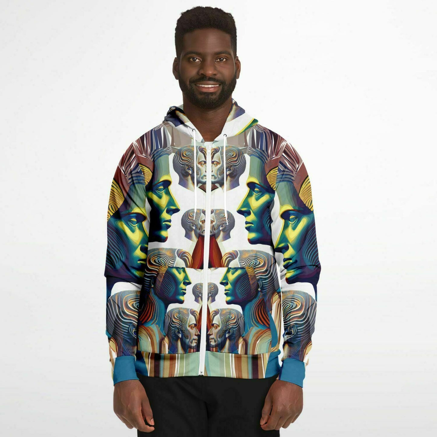 Fashion Zip-Up Hoodie - AOP Kukloso Cubist Faces No 41 - Free Shipping