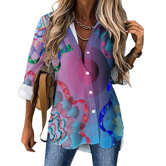 Long Sleeve Shirt Blouse Kukloso Abstract No 935