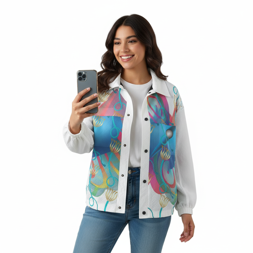 AOP Unisex Casual Lapel Jacket Kukloso Patchwork Collage No 15