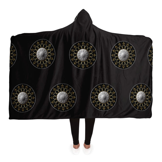 Hooded Blanket - AOP Kukloso Mandala No 2811 on Black - Free Shipping