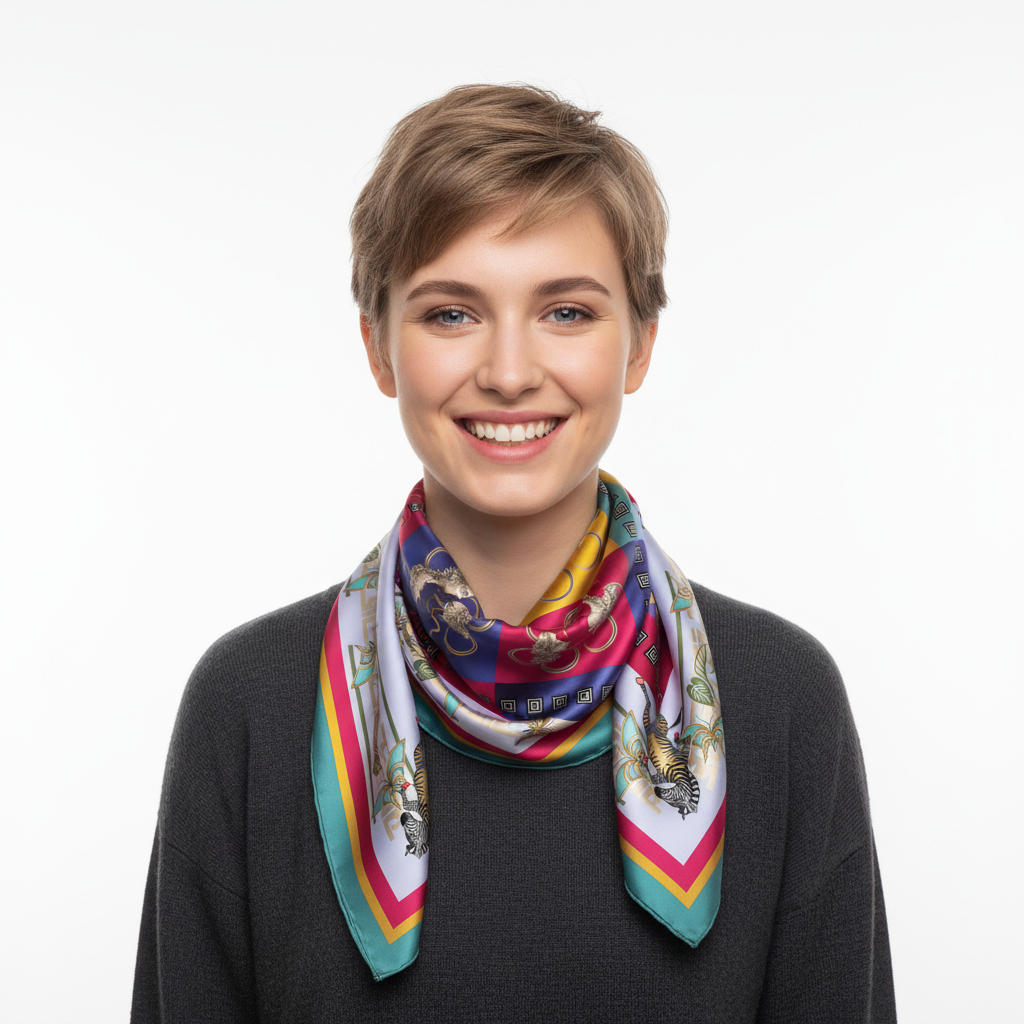 100% Silk Charmeuse Square Scarf Flora Roman Goddess of Flowers No 2