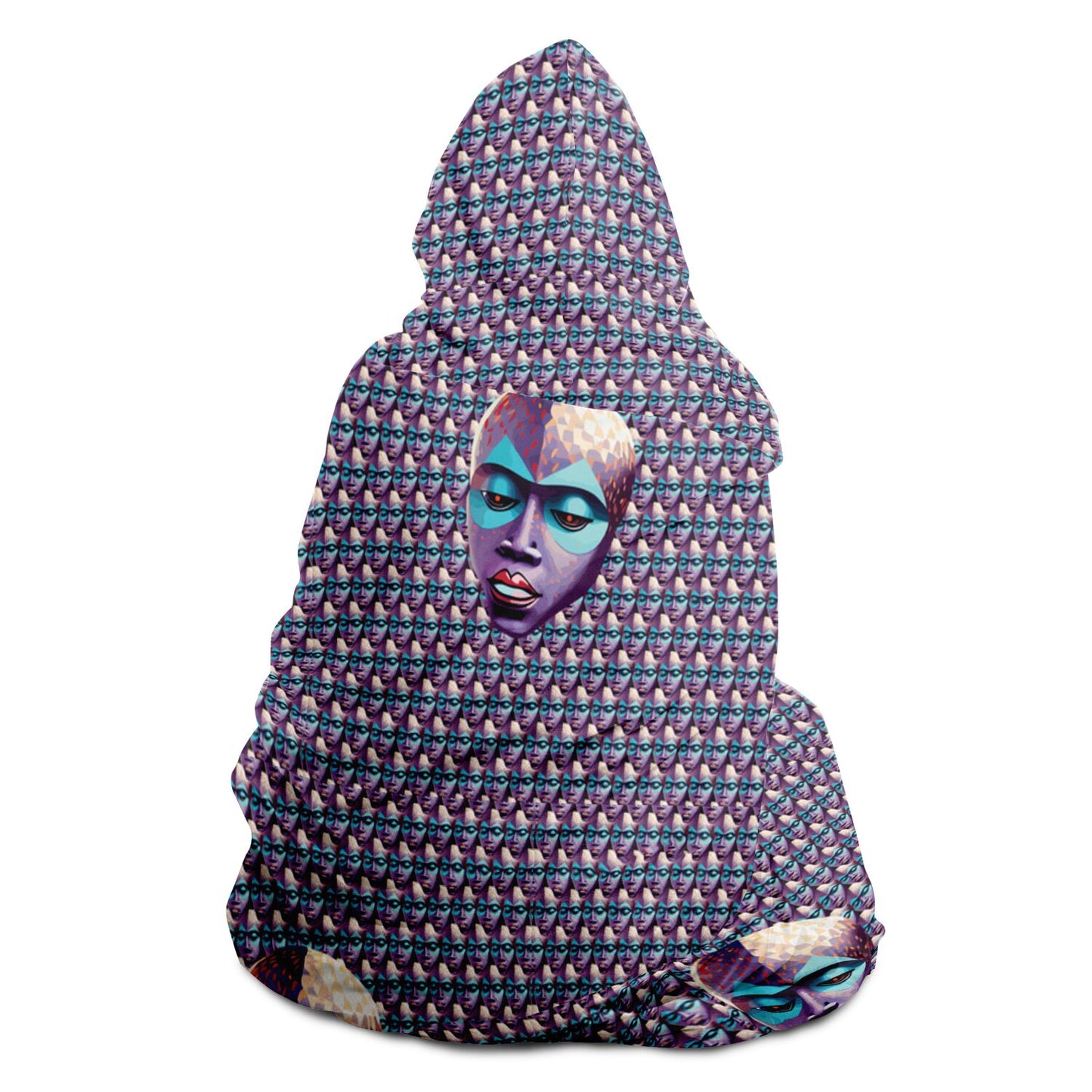 Hooded Blanket - AOP Kukloso Space Faces No 22 A - Free Shipping