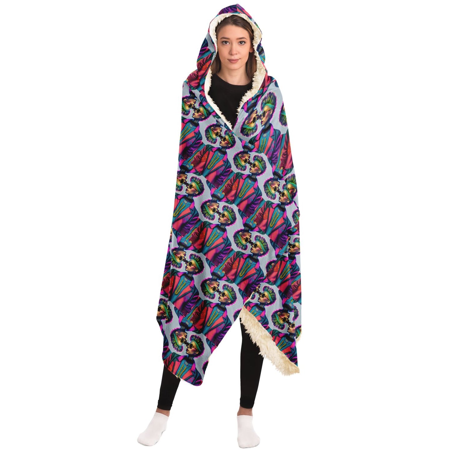 Hooded Blanket - AOP Kukloso Punk Chic No 2 Small Pattern - Free Shipping