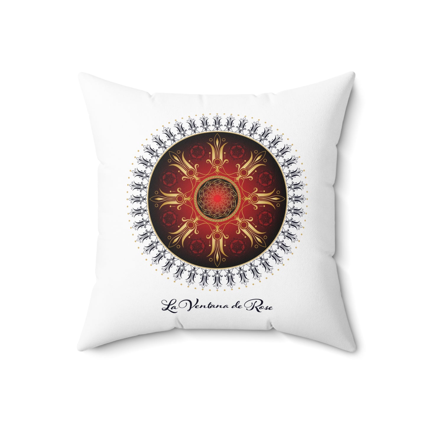 Spun Polyester Square Pillow Kukloso 'Le Ventana de Rose' (The Rose Window) - Free Shipping