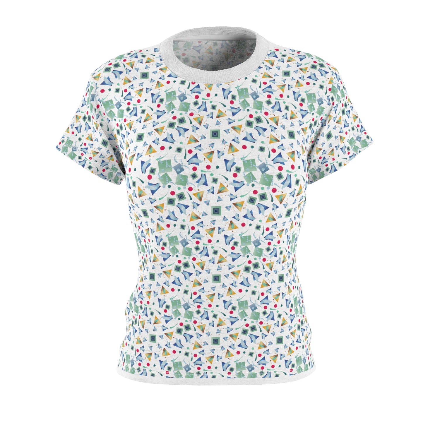 Women's Cut & Sew Tee (AOP) Kukloso Whimsical No 11 Abstract Aqua Shapes - Free Shipping