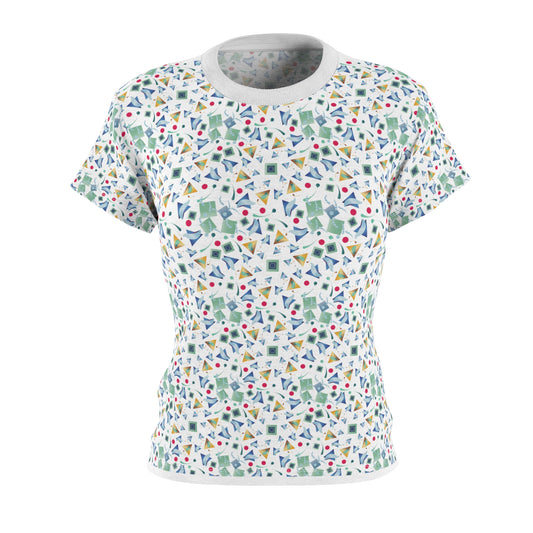 Women's Cut & Sew Tee (AOP) Kukloso Whimsical No 11 Abstract Aqua Shapes - Free Shipping