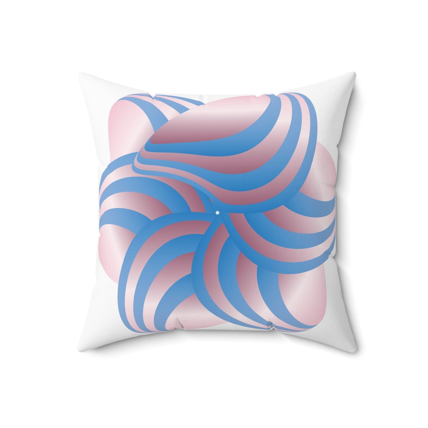 Spun Polyester Square Pillow Kukloso Ice Cream Swirls No 2 Aqua & Pink - Free Shipping