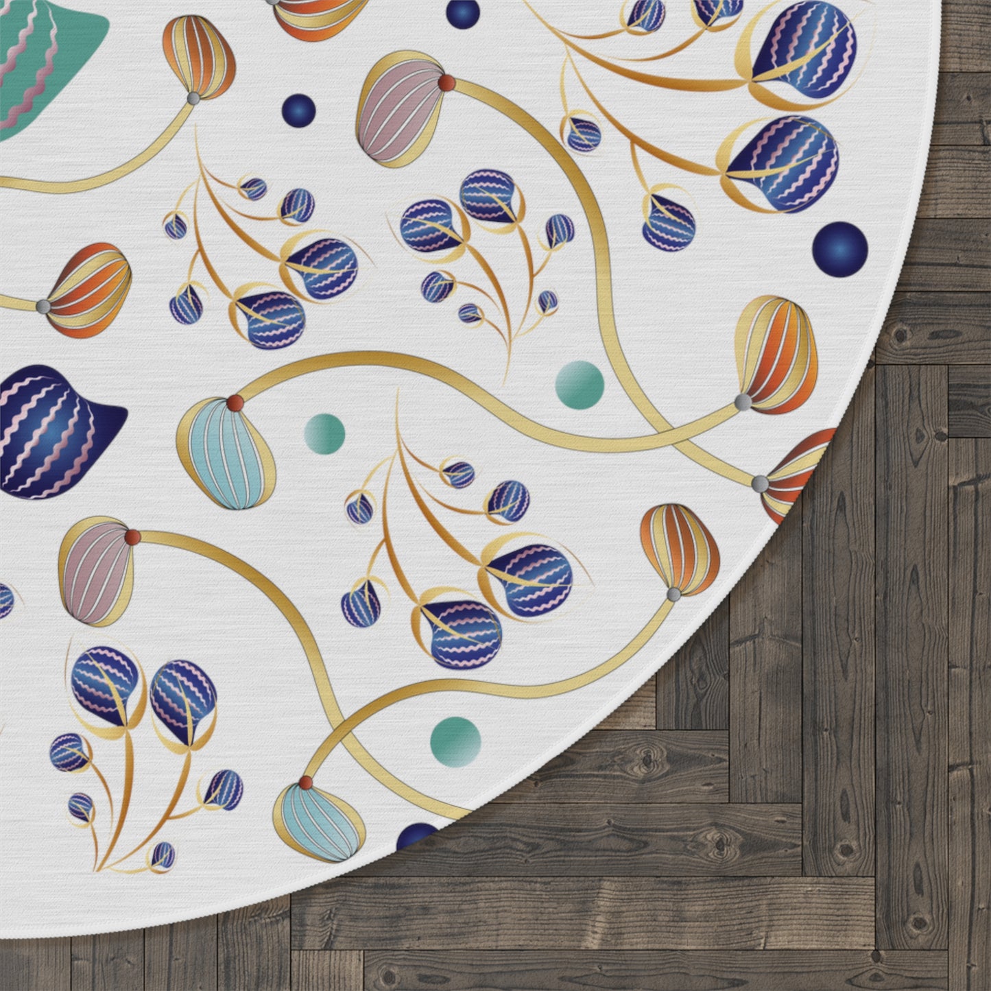 Round Rug Kukloso No 4403 Abstract Shapes on White Free Shipping