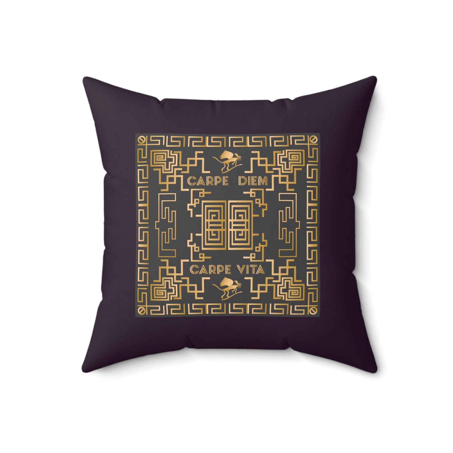 Spun Polyester Square Pillow Kukloso Greek Border 'Carpe Diem' No 6 - Free Shipping