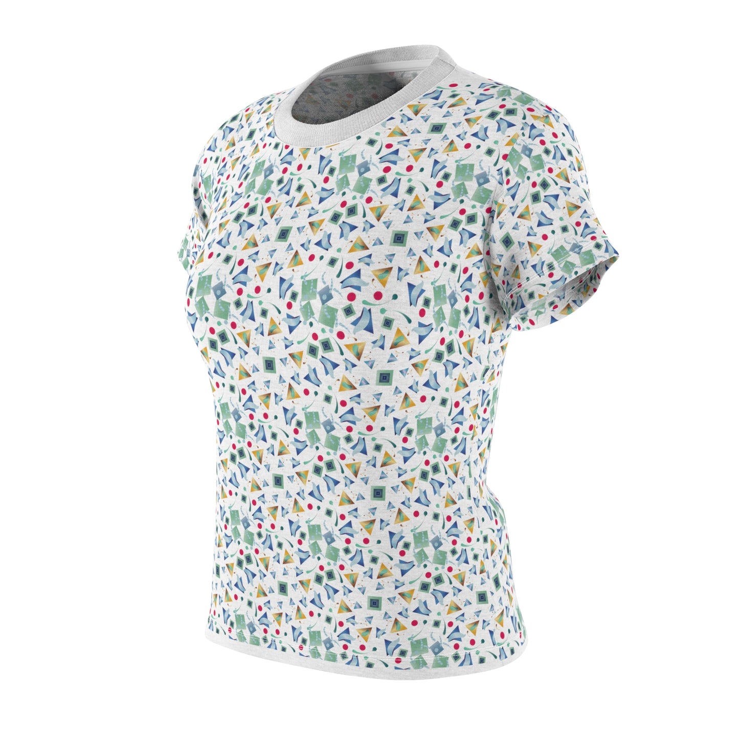 Women's Cut & Sew Tee (AOP) Kukloso Whimsical No 11 Abstract Aqua Shapes - Free Shipping