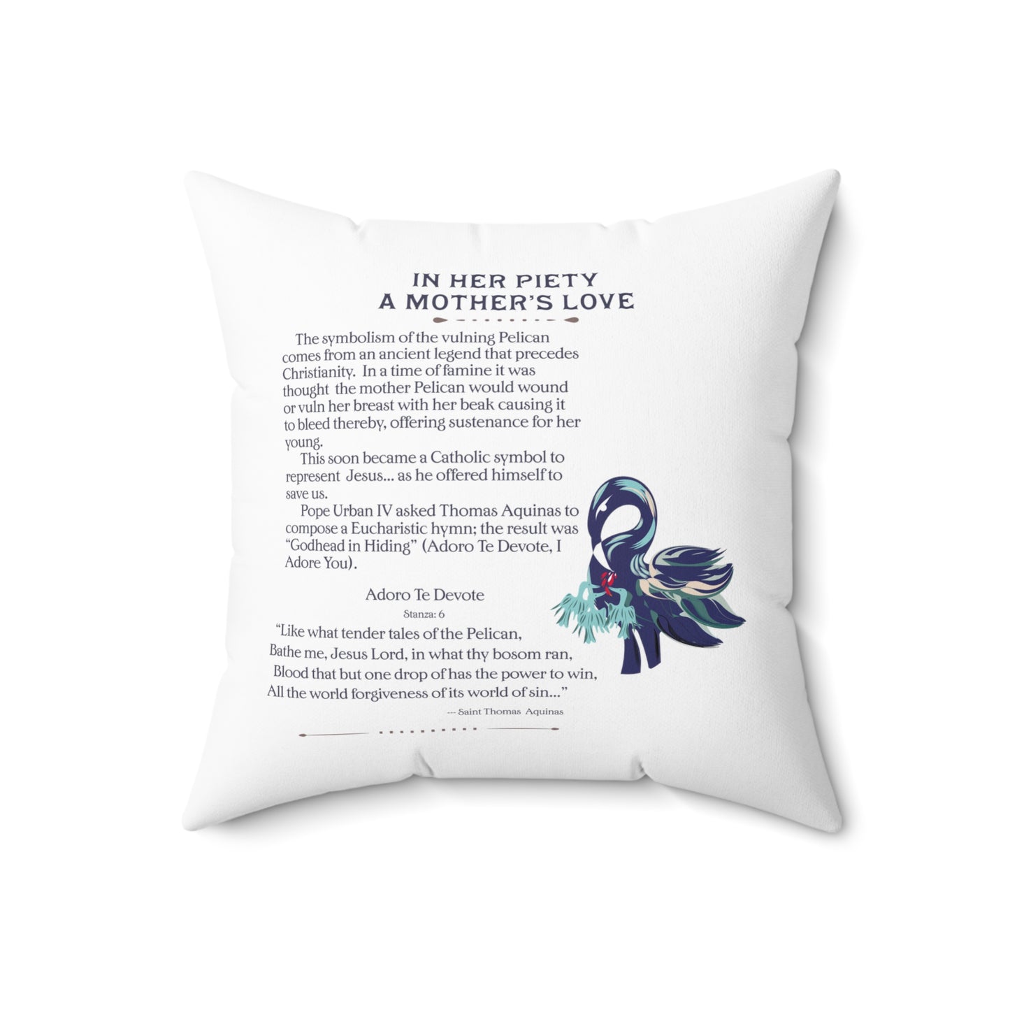 Spun Polyester Square Pillow Kukloso The Vulning Pelican 'In Her Piety' No 1 - Free Shipping