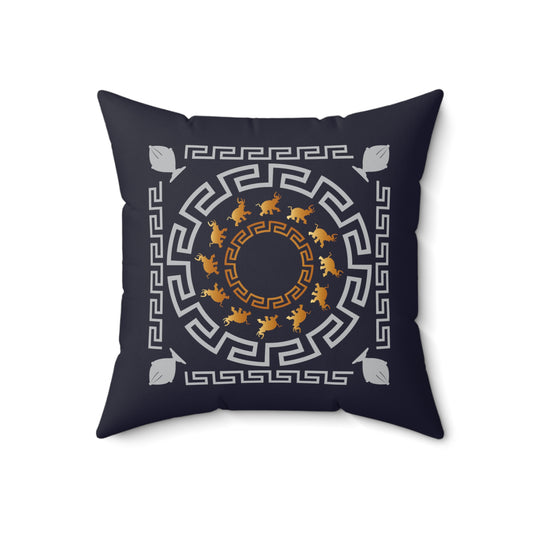 Spun Polyester Square Pillow Kukloso Kuklos No 4382 & 4382 on Dark Navy - Free Shipping