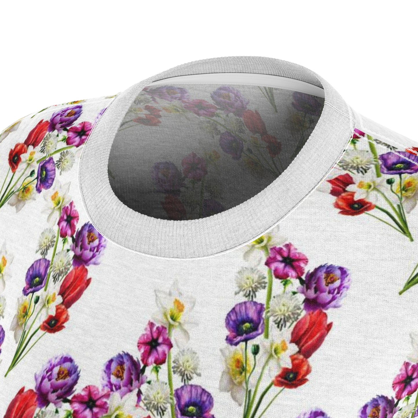 Women's Cut & Sew Tee (AOP) Watercolor Florals on White - Free Shipping