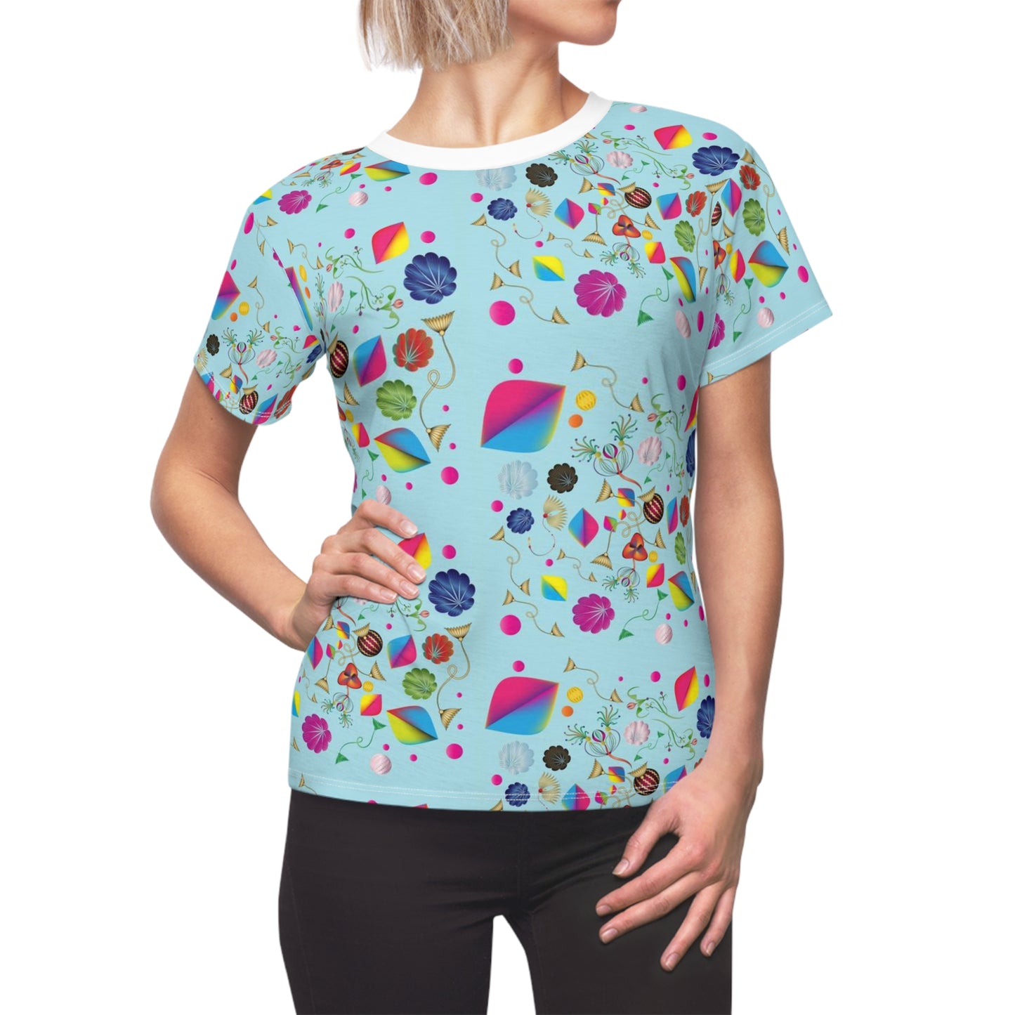 Women's Cut & Sew Tee (AOP) Kukloso Abstractical No 24 Aqua - Free Shipping