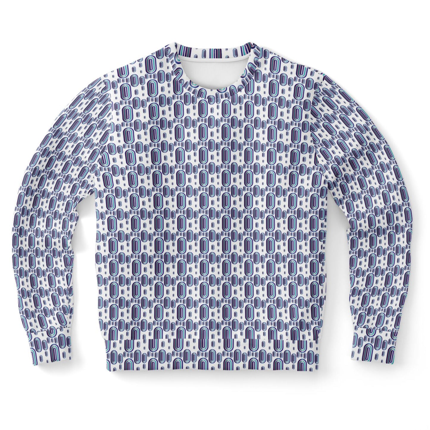 Athletic Sweatshirt - AOP  Kukloso Abstractical No 93 Navy, Aqua, Pink shapes on White - Free Shipping