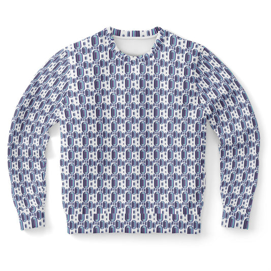 Athletic Sweatshirt - AOP  Kukloso Abstractical No 93 Navy, Aqua, Pink shapes on White - Free Shipping