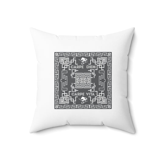 Spun Polyester Square Pillow Kukloso Greek Border 'Carpe Diem' No 11 - Free Shipping