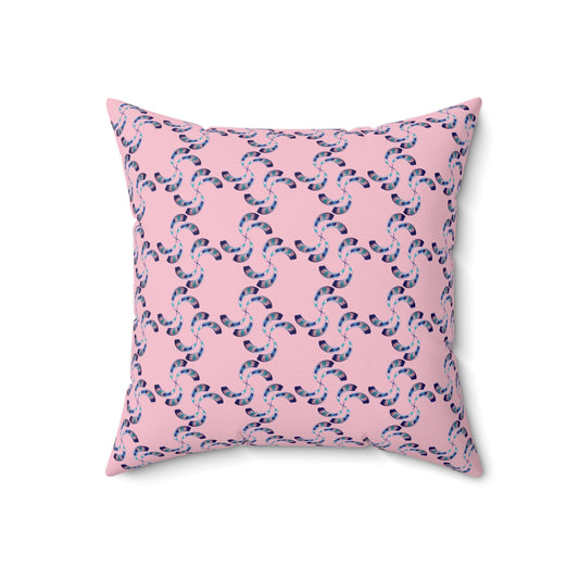 Spun Polyester Square Pillow Kukloso Whimsical No 39 Pink & Blue - Free Shipping