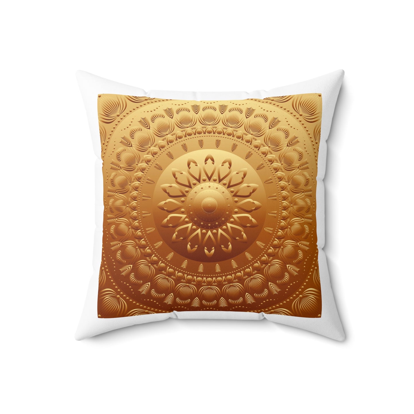 Spun Polyester Square Pillow Kukloso Mandala No 113 Navy/Gold - Free Shipping