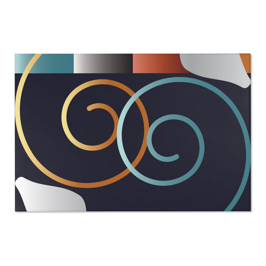 Area Rugs Kukloso MD FS No 54 Abstract Shapes Gold, Silver, Aqua & Copper - Free Shipping