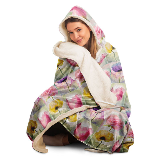 Hooded Blanket - AOP Kukloso Watercolor Florals Small Pattern - Free Shipping