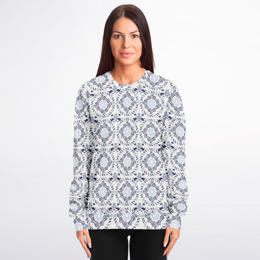 Athletic Sweatshirt - AOP Kukloso Abstractical No 46 No 2 Navy on White - Free Shipping