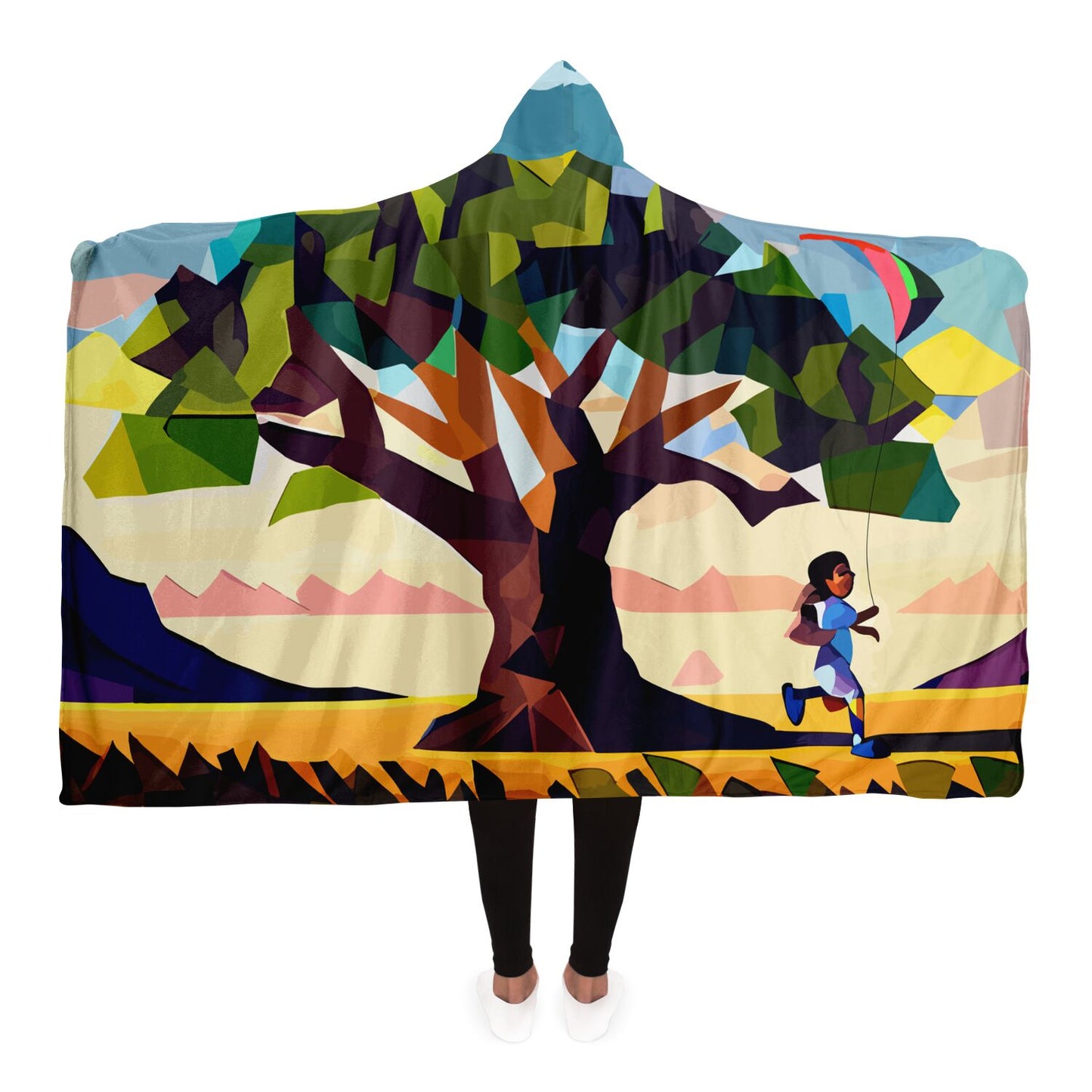 Hooded Blanket - AOP Kukloso Girl with a Kite No 1 Free Shipping