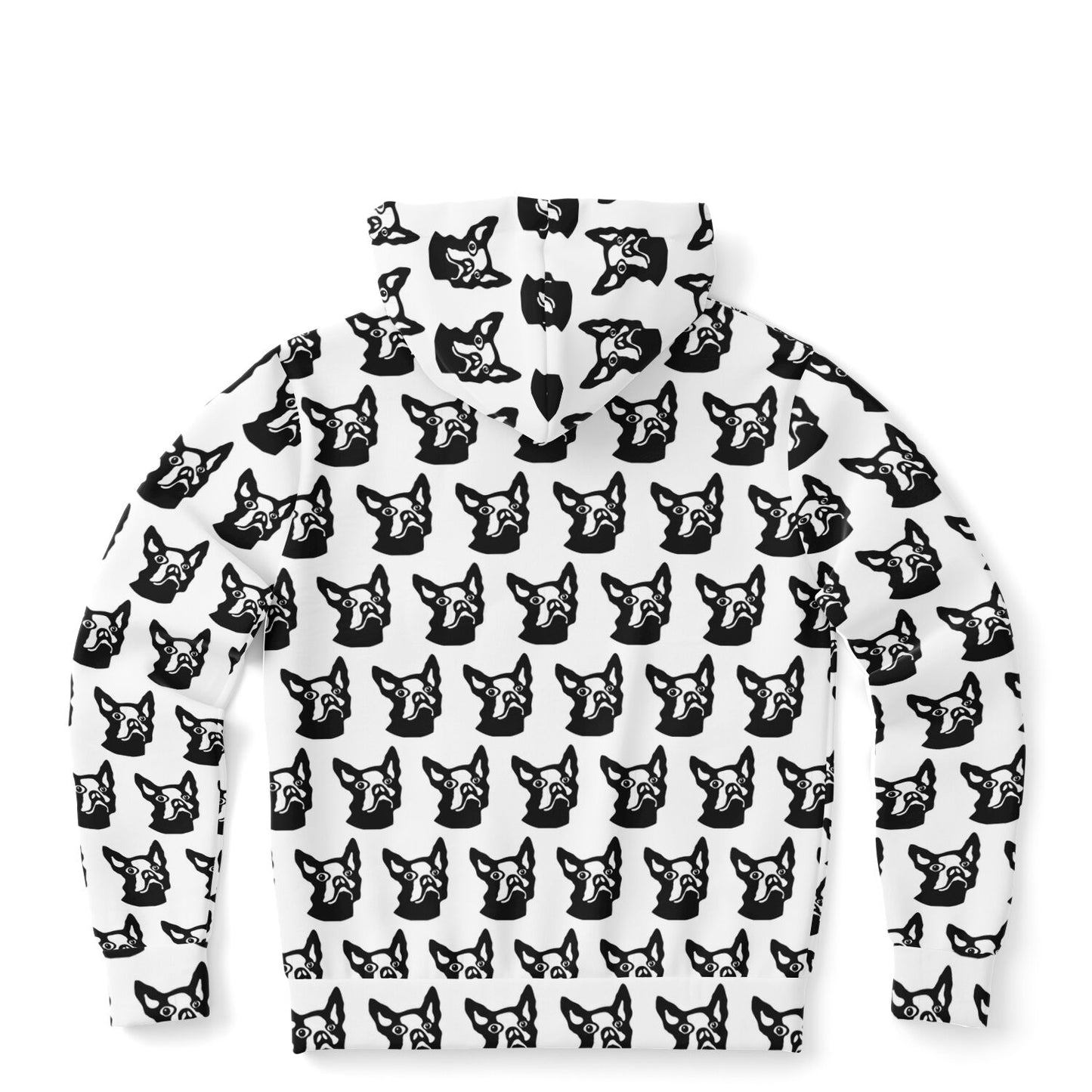 Fashion Zip-Up Hoodie - AOP Kukloso Boston Terrier Dog Black on White - Free Shipping