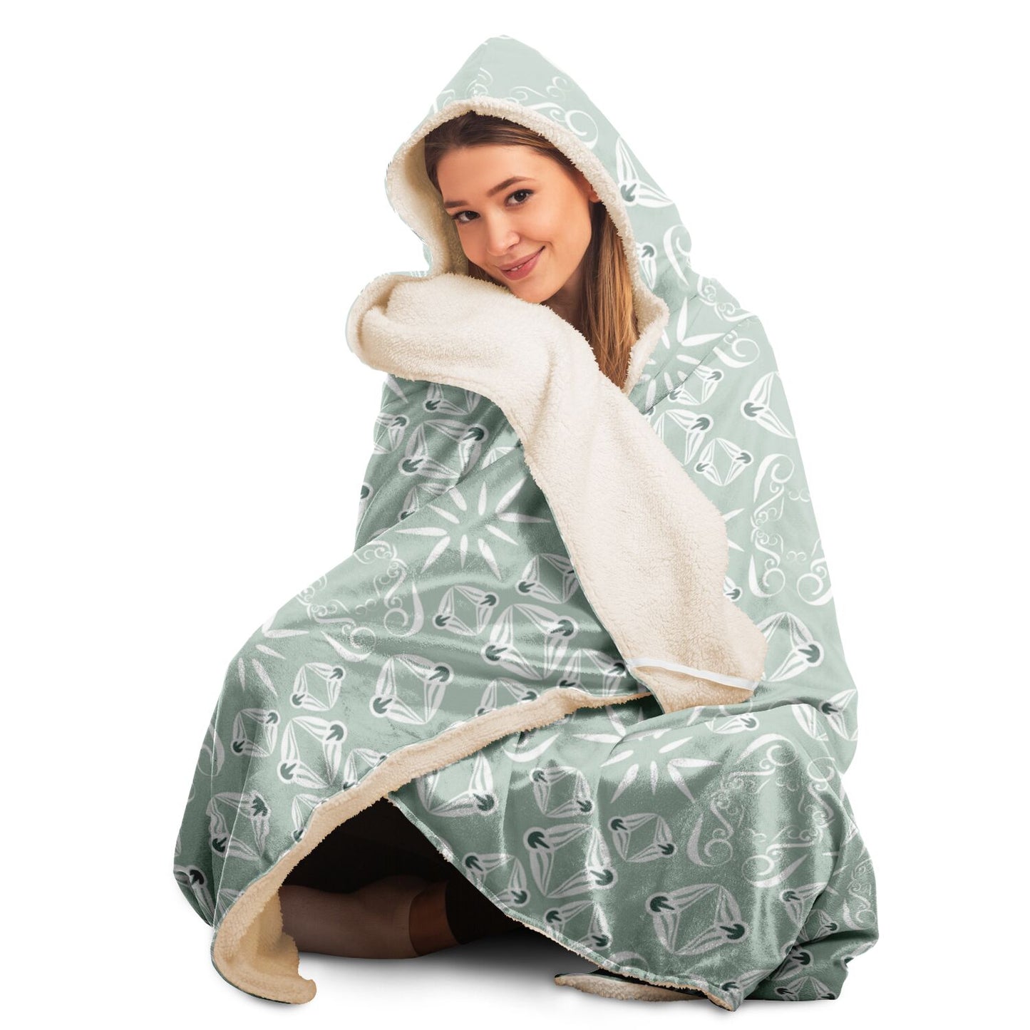 Hooded Blanket - AOP Kukloso Abstractical No 43 Shapes on Sage - Free Shipping